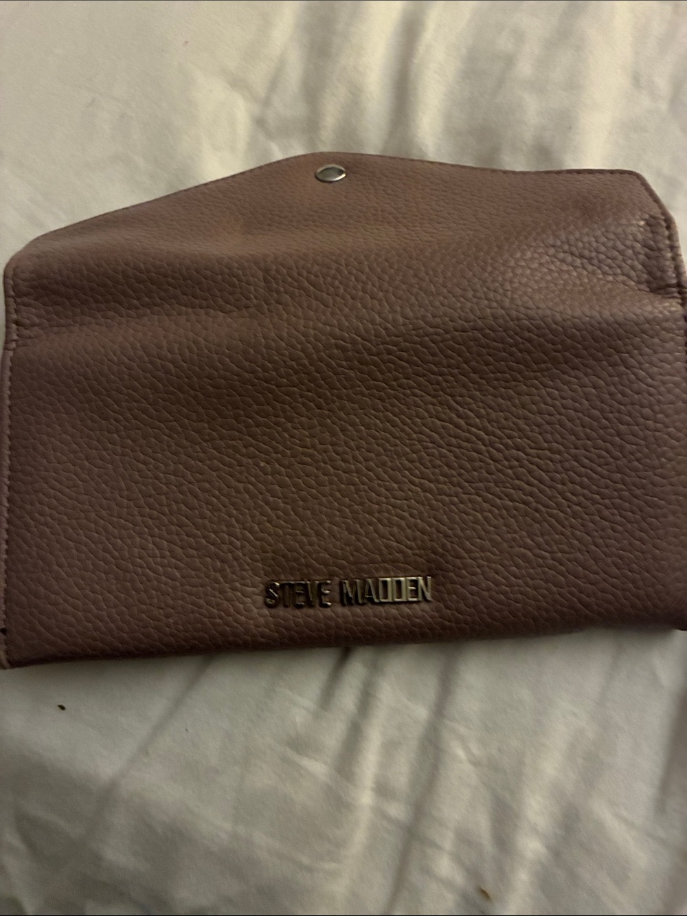 Steve Madden Mauve Pebbled Leather Fold-Over Clutch